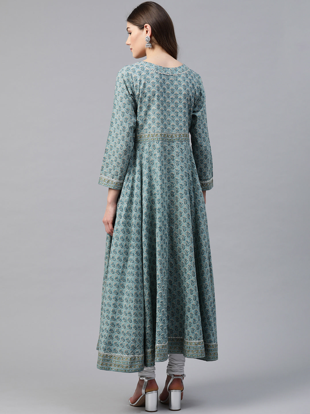 Women'S Indigo Blue Printed High Low Kurta | LASVINI - Redefining Indian Fashion with Elegance