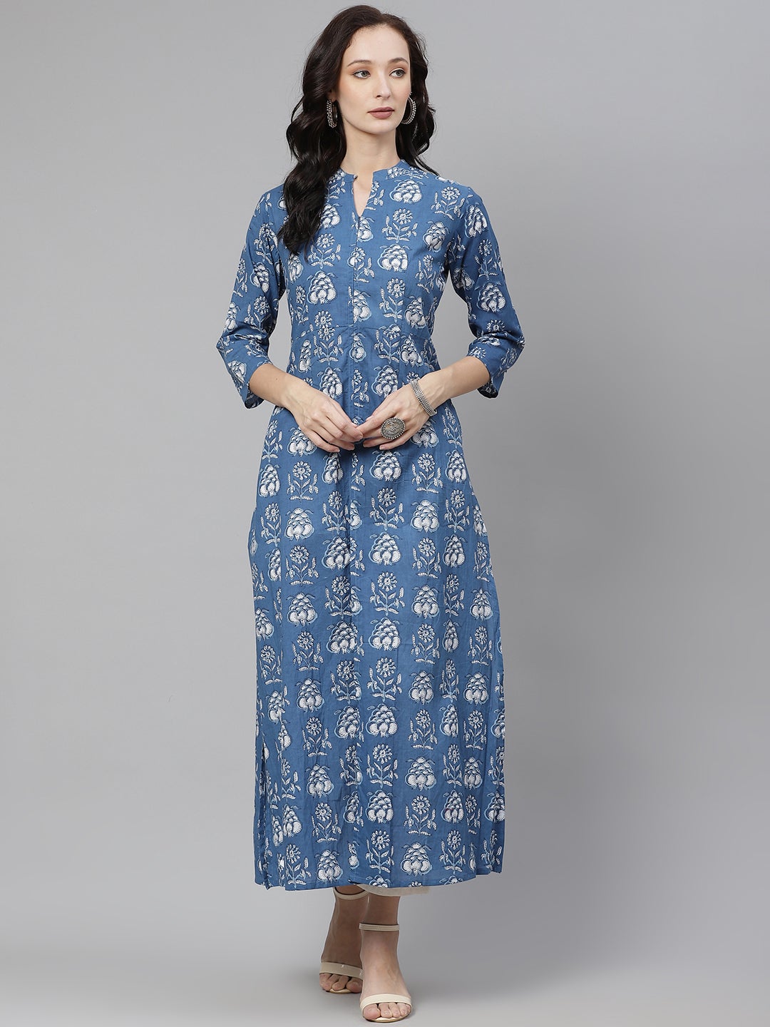 Women'S Blue Cotton Shrug Style Kurta | LASVINI - Redefining Indian Fashion with Elegance