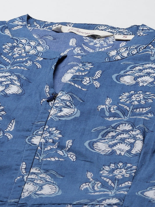 Women'S Blue Cotton Shrug Style Kurta | LASVINI - Redefining Indian Fashion with Elegance