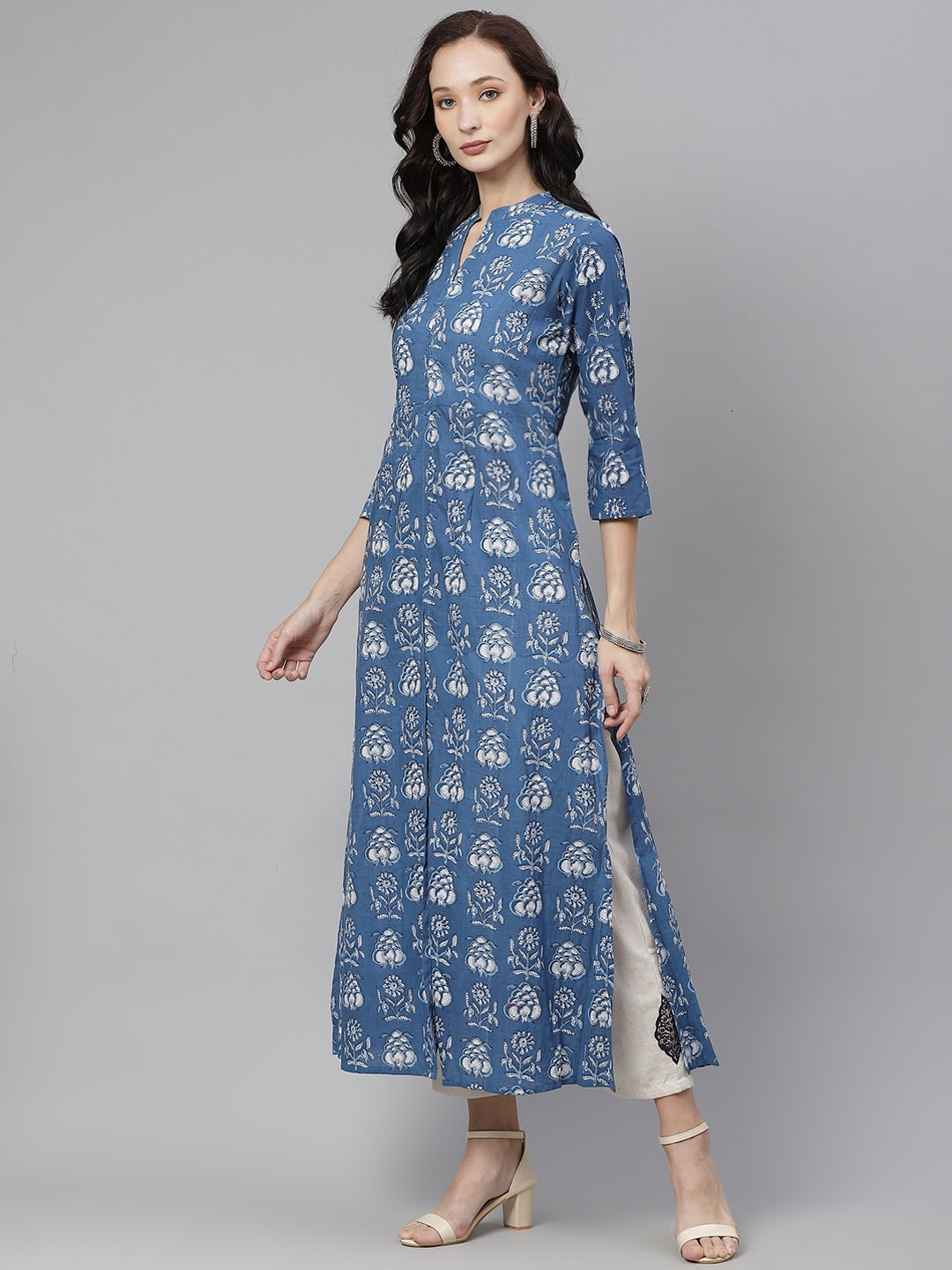 Women'S Blue Cotton Shrug Style Kurta | LASVINI - Redefining Indian Fashion with Elegance