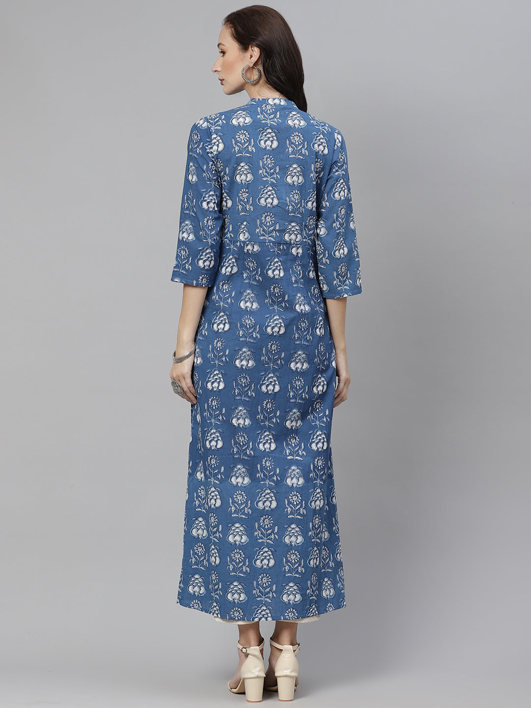 Women'S Blue Cotton Shrug Style Kurta | LASVINI - Redefining Indian Fashion with Elegance