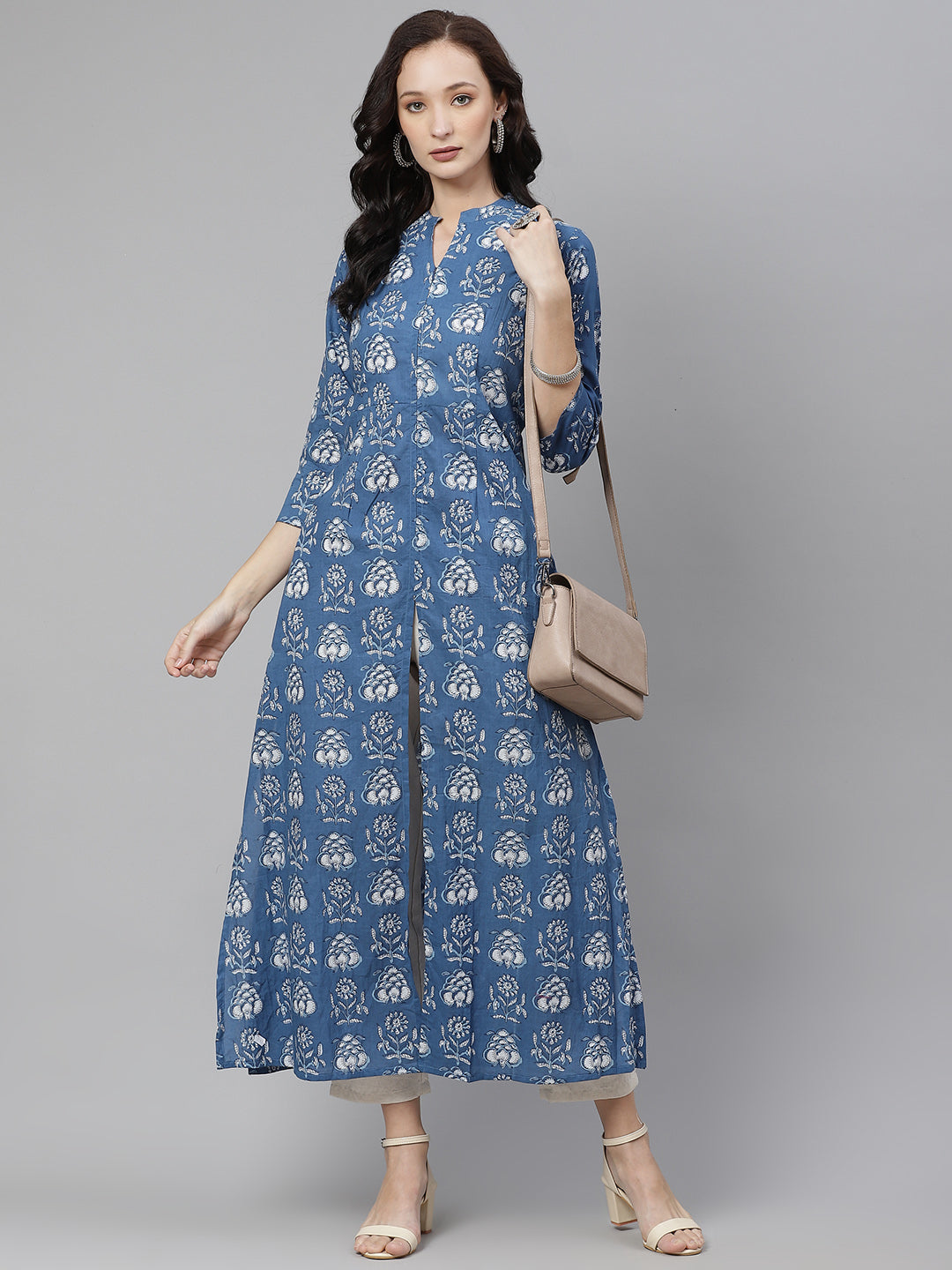 Women'S Blue Cotton Shrug Style Kurta | LASVINI - Redefining Indian Fashion with Elegance