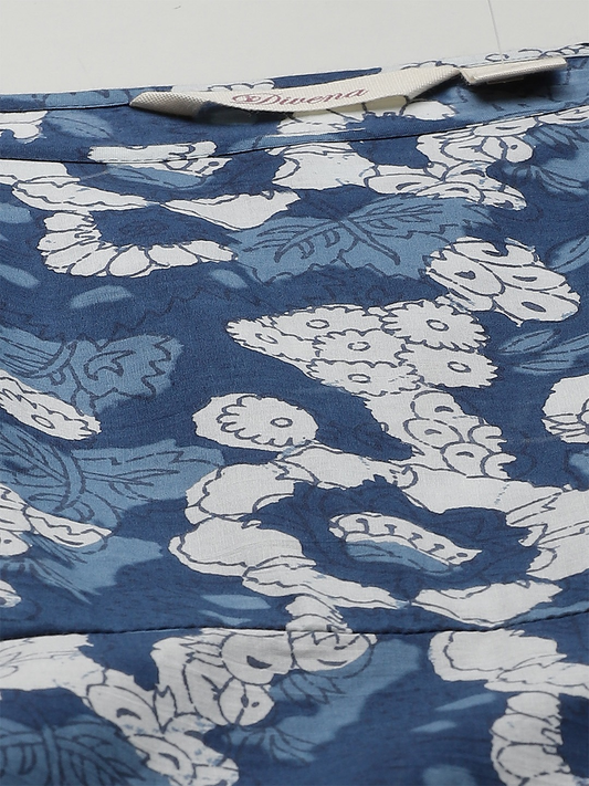 Women'S Indigo Print Cotton Long Dress | LASVINI - Redefining Indian Fashion with Elegance