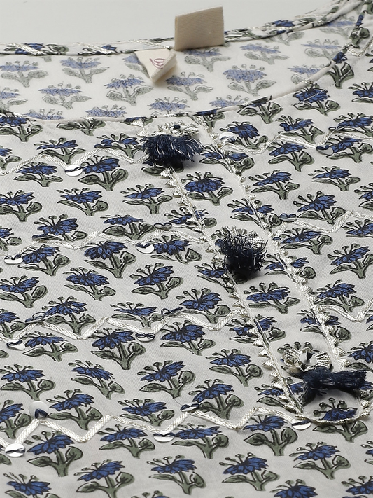 Women'S White Gota Work Kurta With Palazzo Set | LASVINI - Redefining Indian Fashion with Elegance