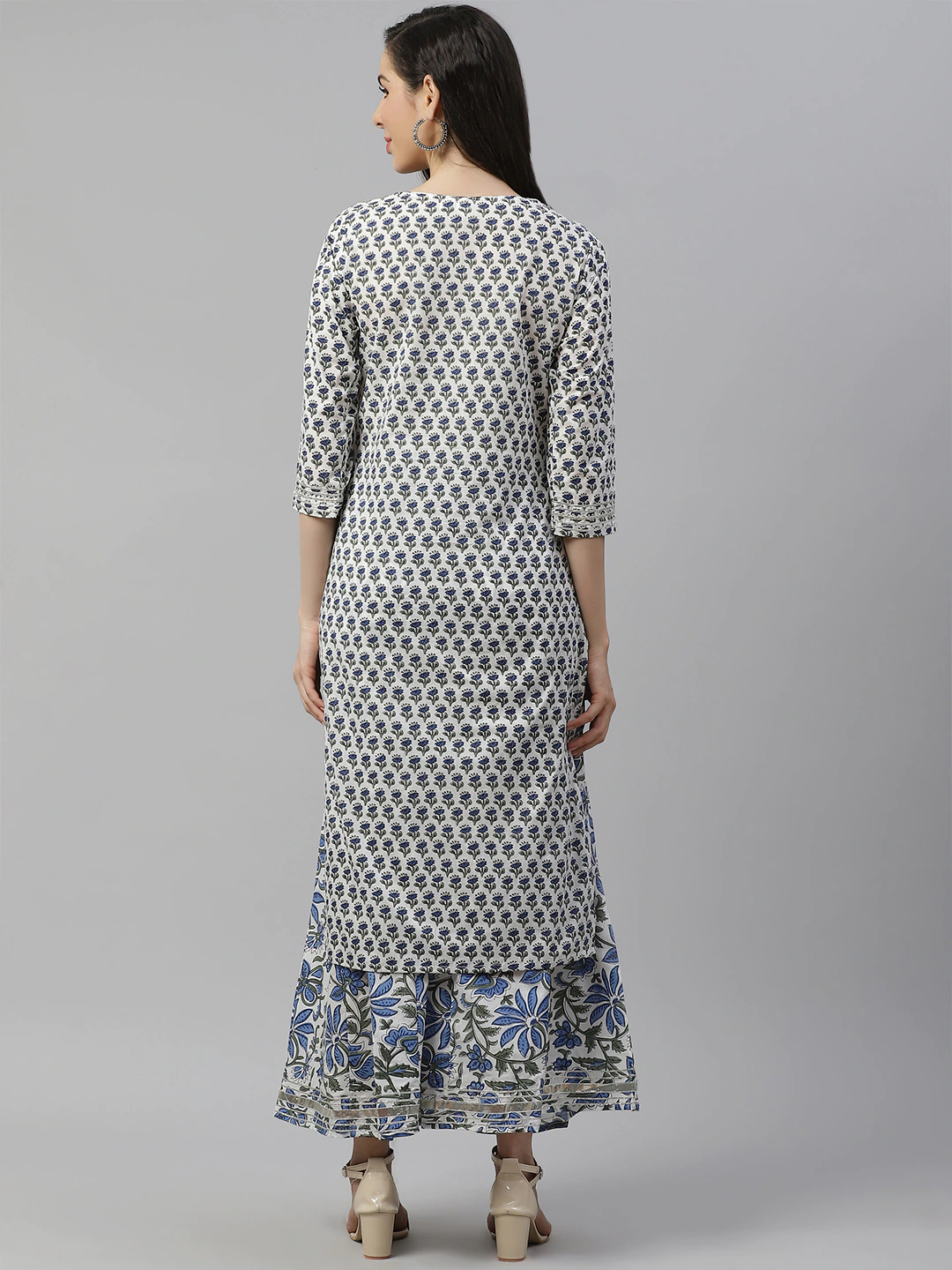Women'S White Gota Work Kurta With Palazzo Set | LASVINI - Redefining Indian Fashion with Elegance