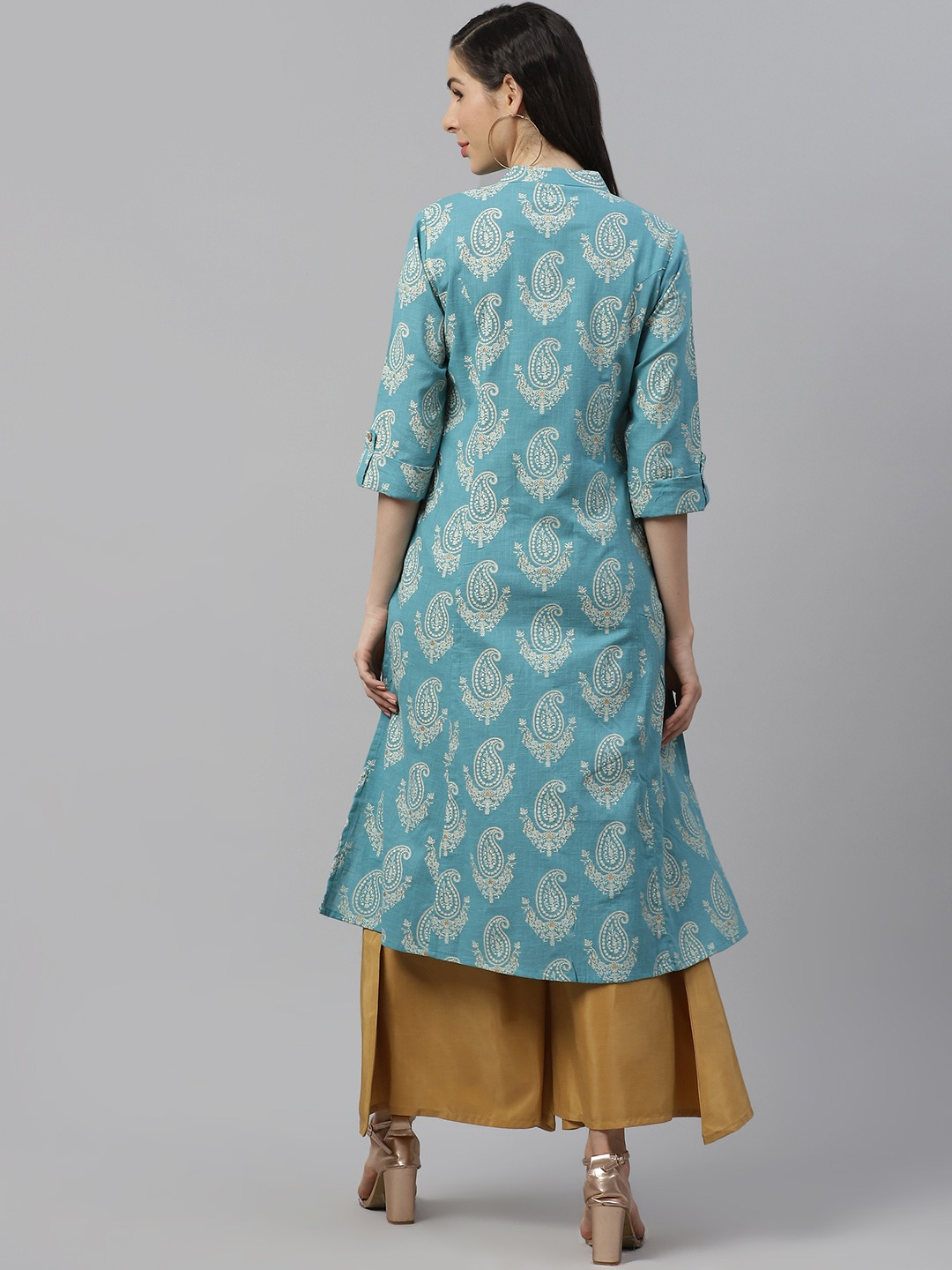 Women'S Sky Blue Cotton Printed Kurta | LASVINI - Redefining Indian Fashion with Elegance