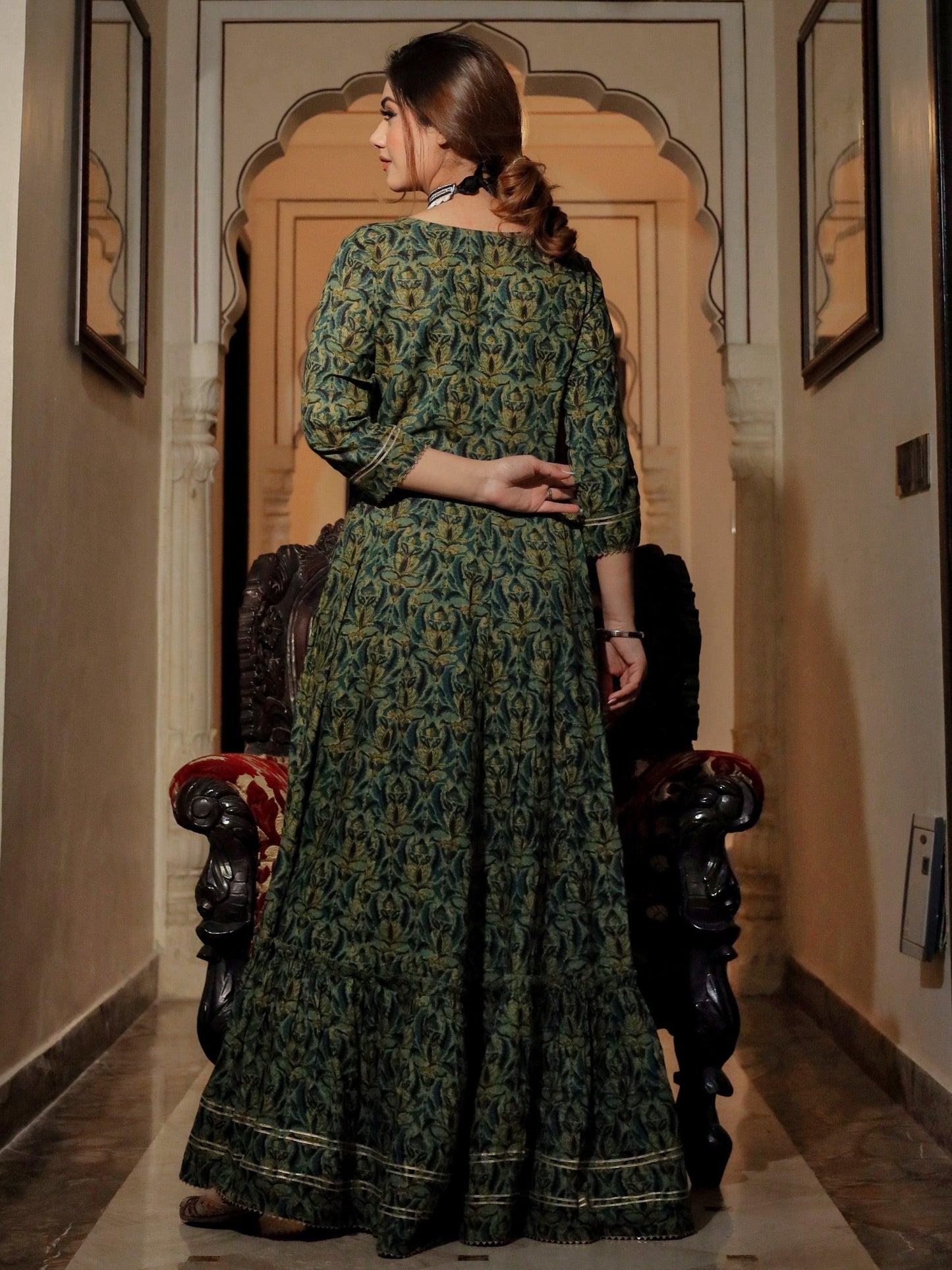 Dark Green Anarkali Kurta | LASVINI - Redefining Indian Fashion with Elegance