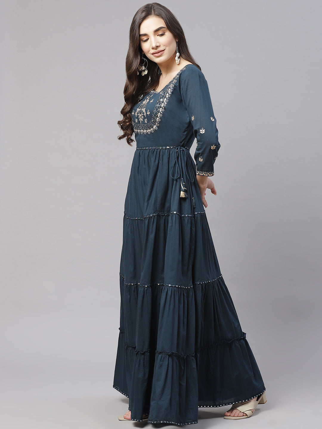 Women'S Teal Green Anarkali Kurta | LASVINI - Redefining Indian Fashion with Elegance