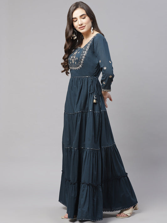 Women'S Teal Green Anarkali Kurta | LASVINI - Redefining Indian Fashion with Elegance