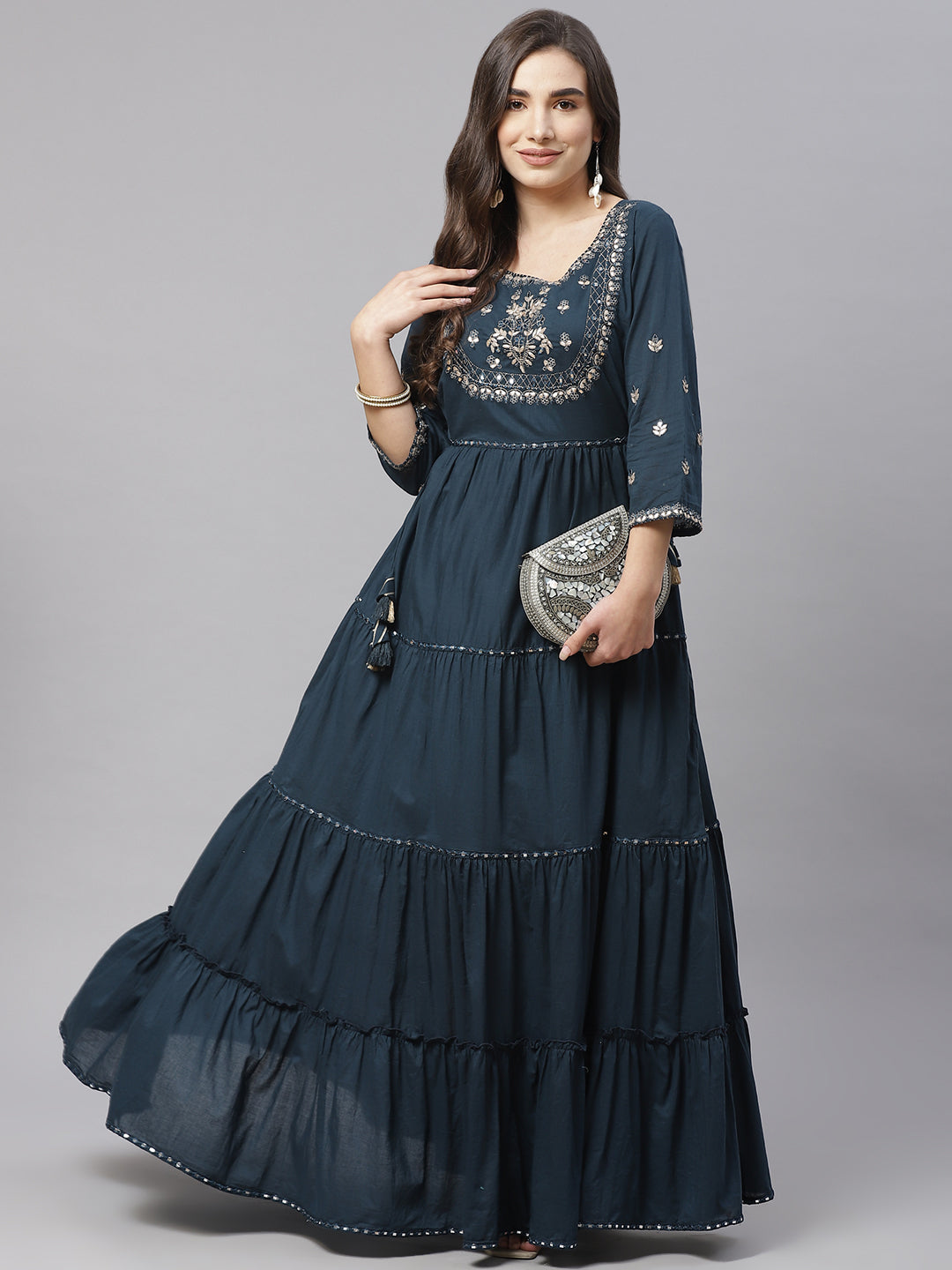 Women'S Teal Green Anarkali Kurta | LASVINI - Redefining Indian Fashion with Elegance