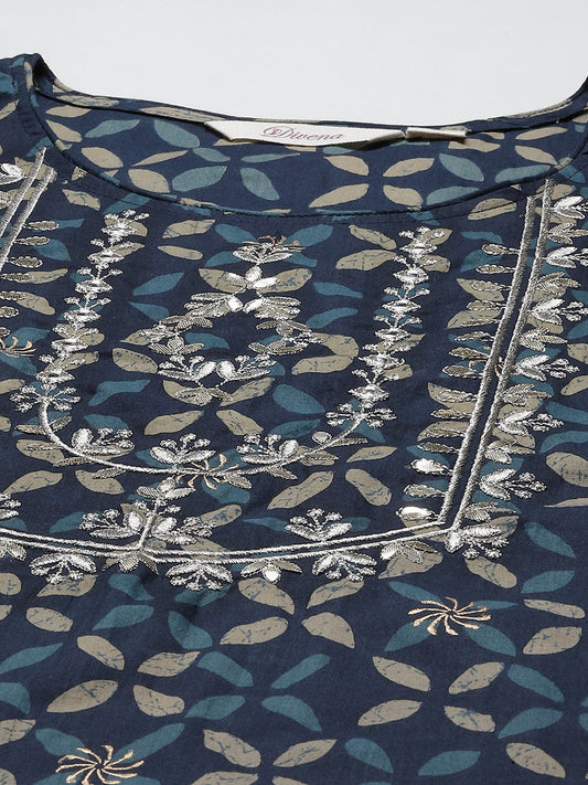 Women'S Indiogo Blue Kurta Set With Palazzo | LASVINI - Redefining Indian Fashion with Elegance