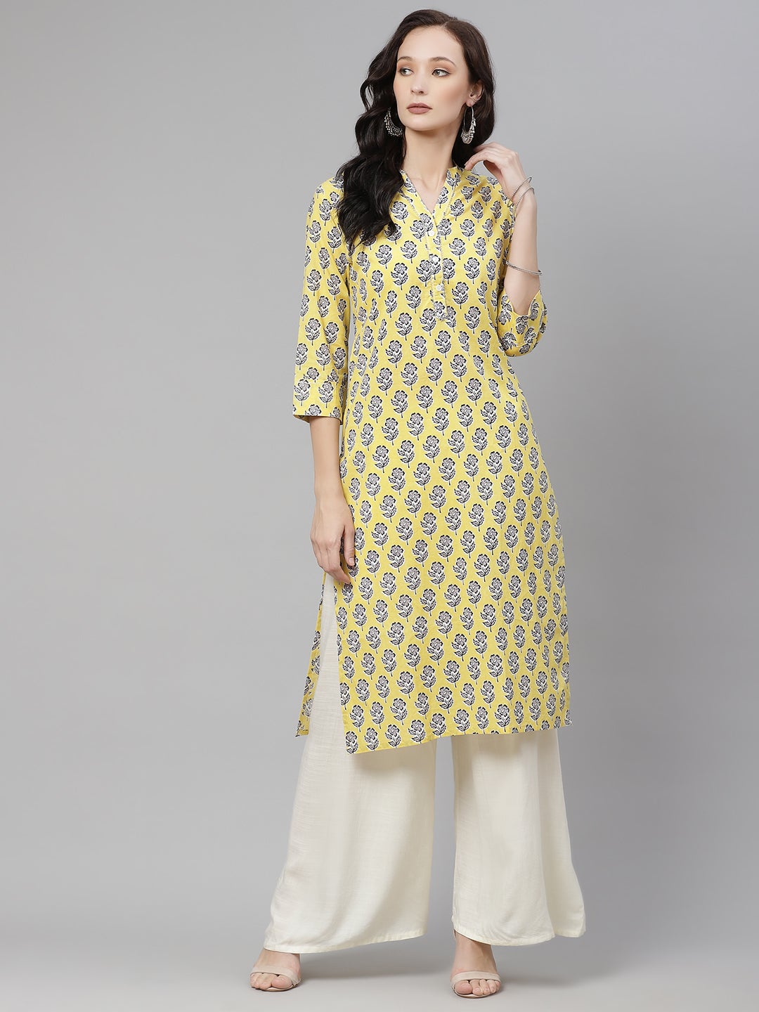 Women'S Yellow Cotton Straight Kurta | LASVINI - Redefining Indian Fashion with Elegance