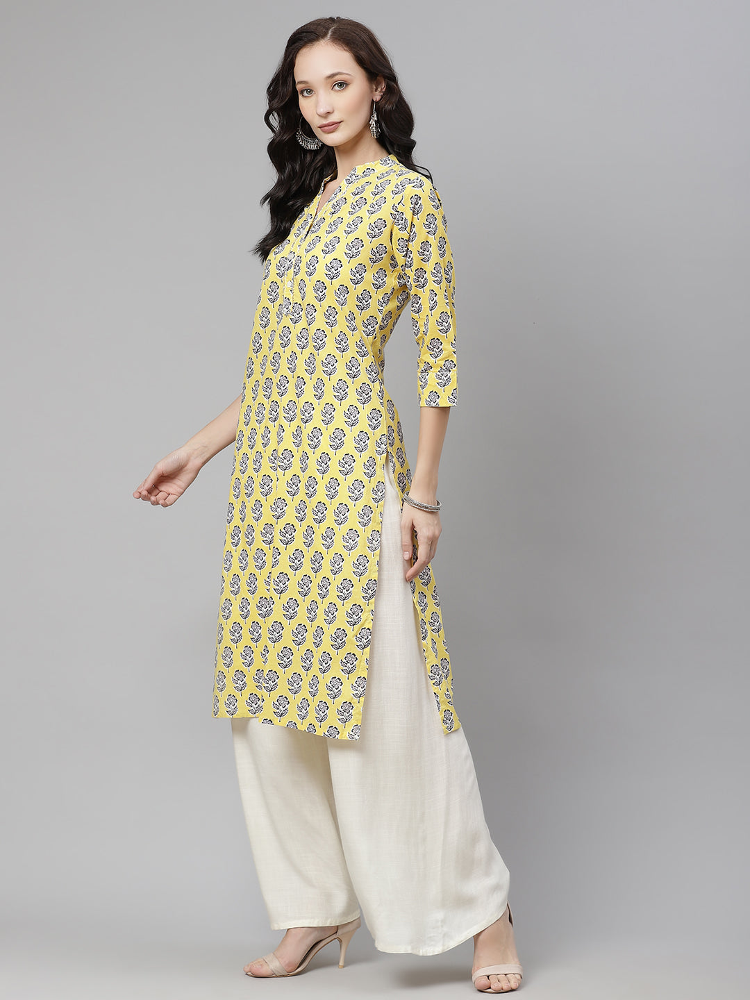 Women'S Yellow Cotton Straight Kurta | LASVINI - Redefining Indian Fashion with Elegance