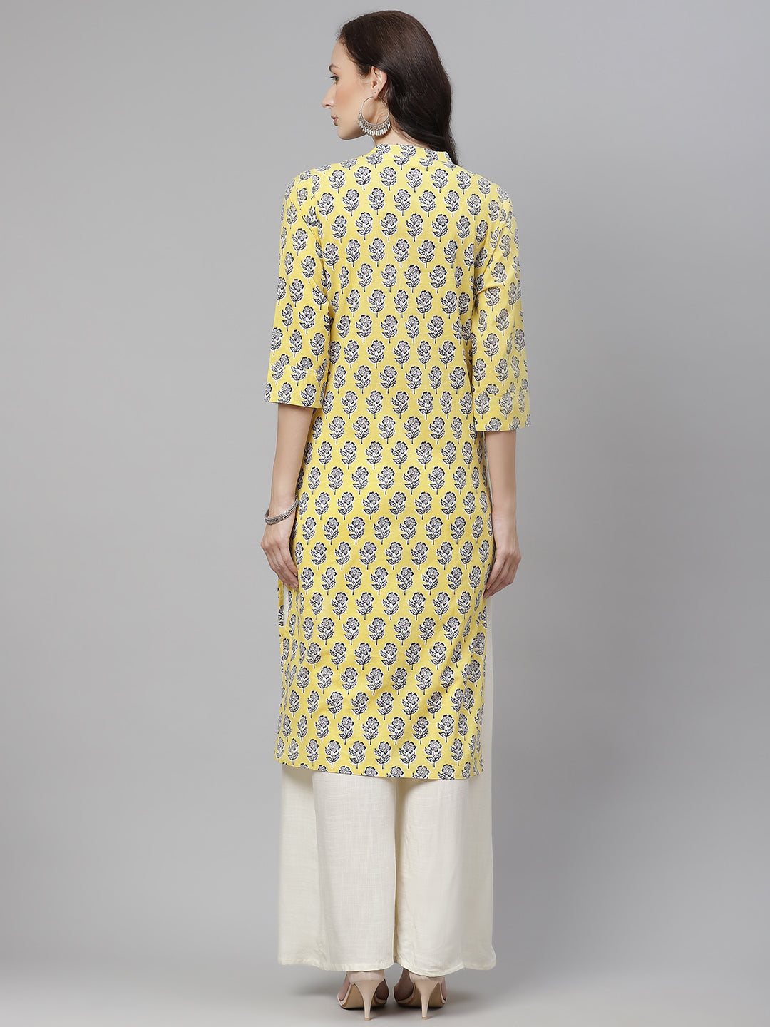 Women'S Yellow Cotton Straight Kurta | LASVINI - Redefining Indian Fashion with Elegance