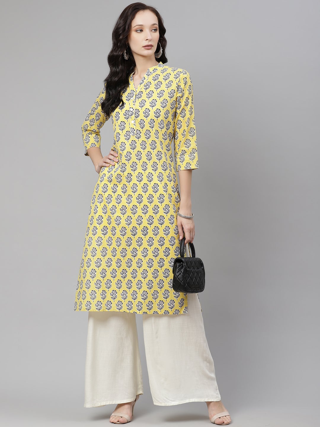 Women'S Yellow Cotton Straight Kurta | LASVINI - Redefining Indian Fashion with Elegance