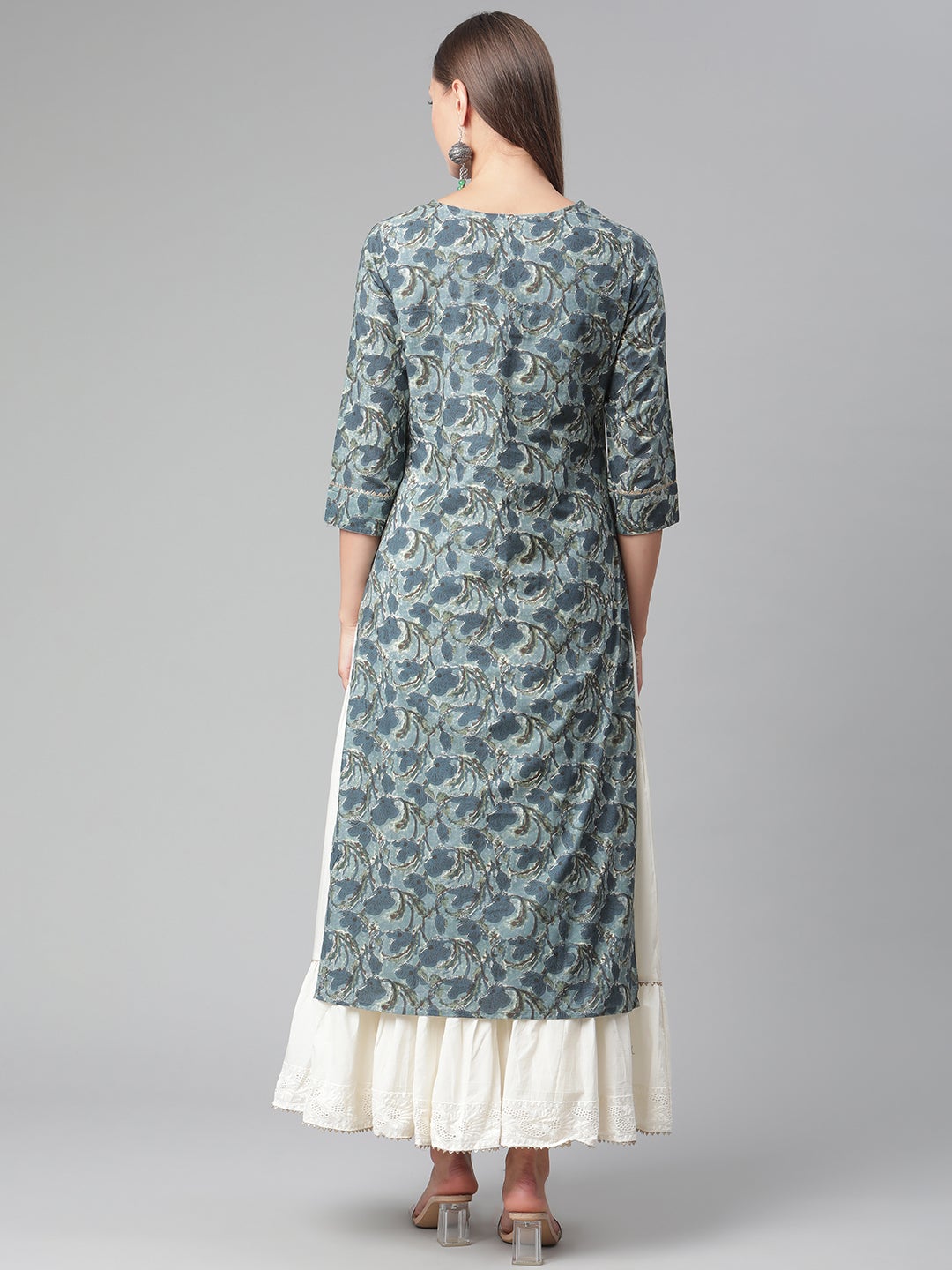 Women'S Blue Cotton Kurta With Skirt | LASVINI - Redefining Indian Fashion with Elegance