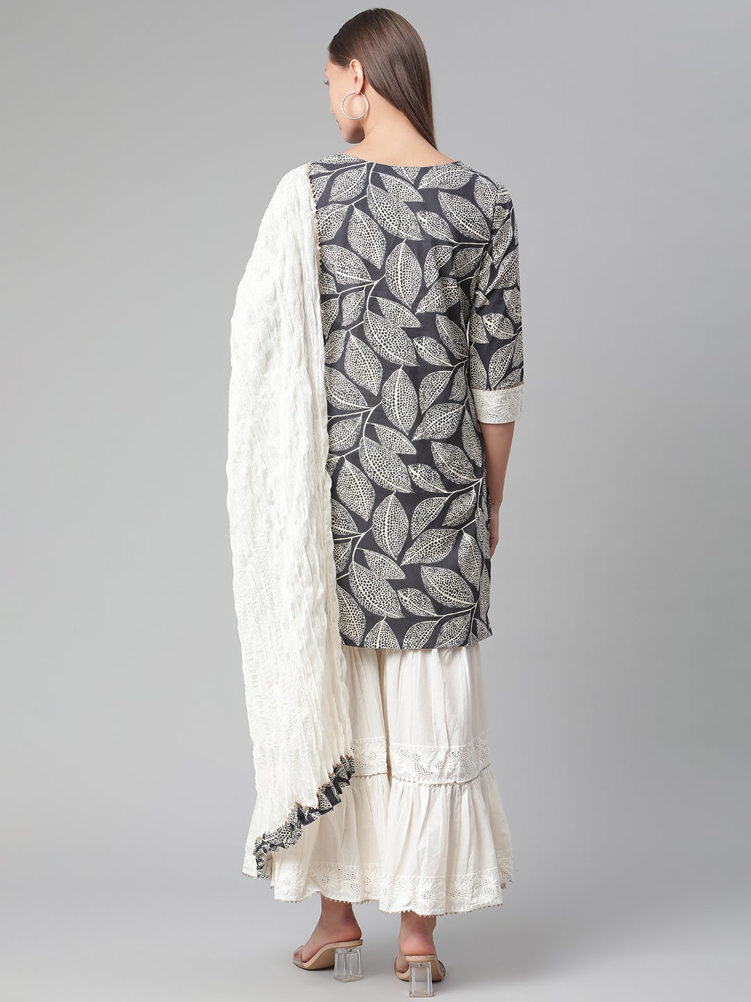 Women'S Printred Cotton Kurta Set With Sharara And Dupatta | LASVINI - Redefining Indian Fashion with Elegance