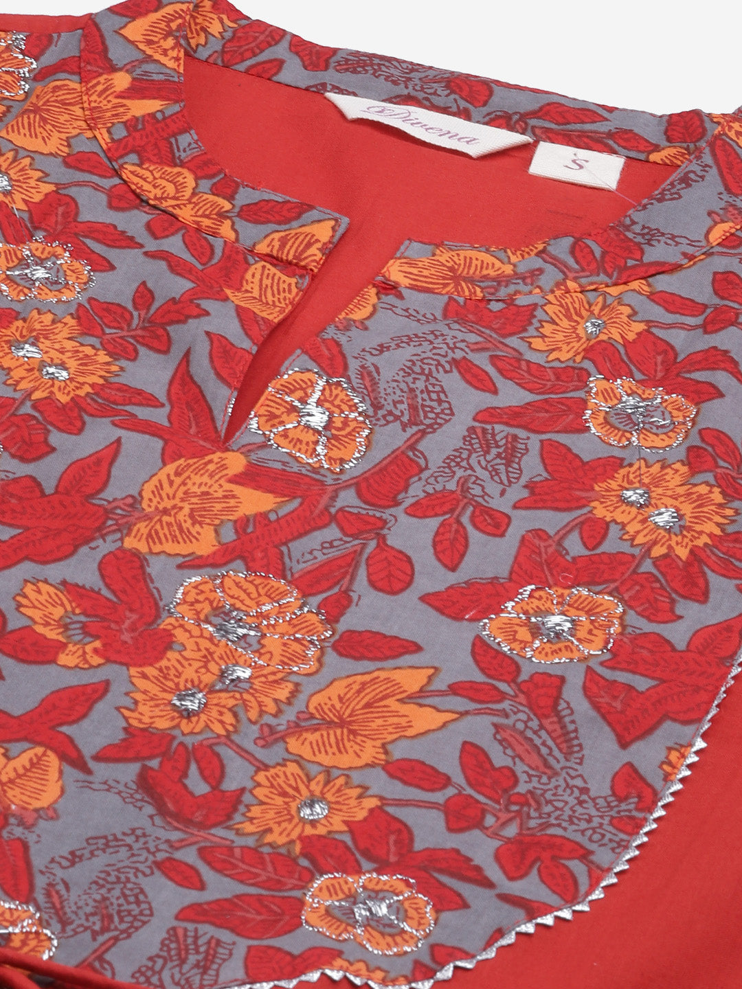 Women'S Brick Red Anarkali Kurta | LASVINI - Redefining Indian Fashion with Elegance