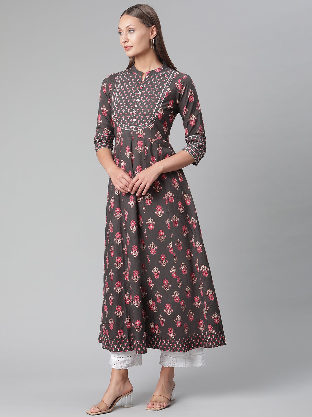 Women'S Brownish Black Anarkali Kurta | LASVINI - Redefining Indian Fashion with Elegance
