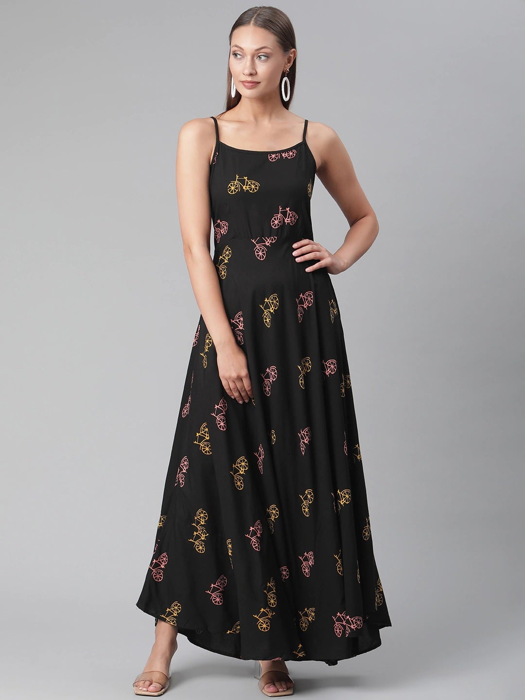 Women'S Black Rayon Long Dress | LASVINI - Redefining Indian Fashion with Elegance