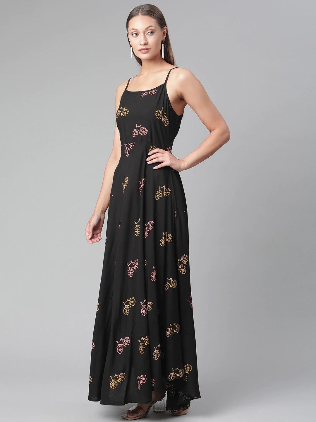 Women'S Black Rayon Long Dress | LASVINI - Redefining Indian Fashion with Elegance