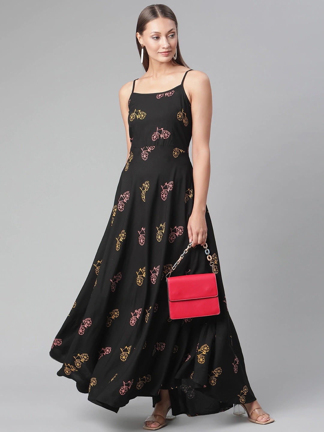 Women'S Black Rayon Long Dress | LASVINI - Redefining Indian Fashion with Elegance
