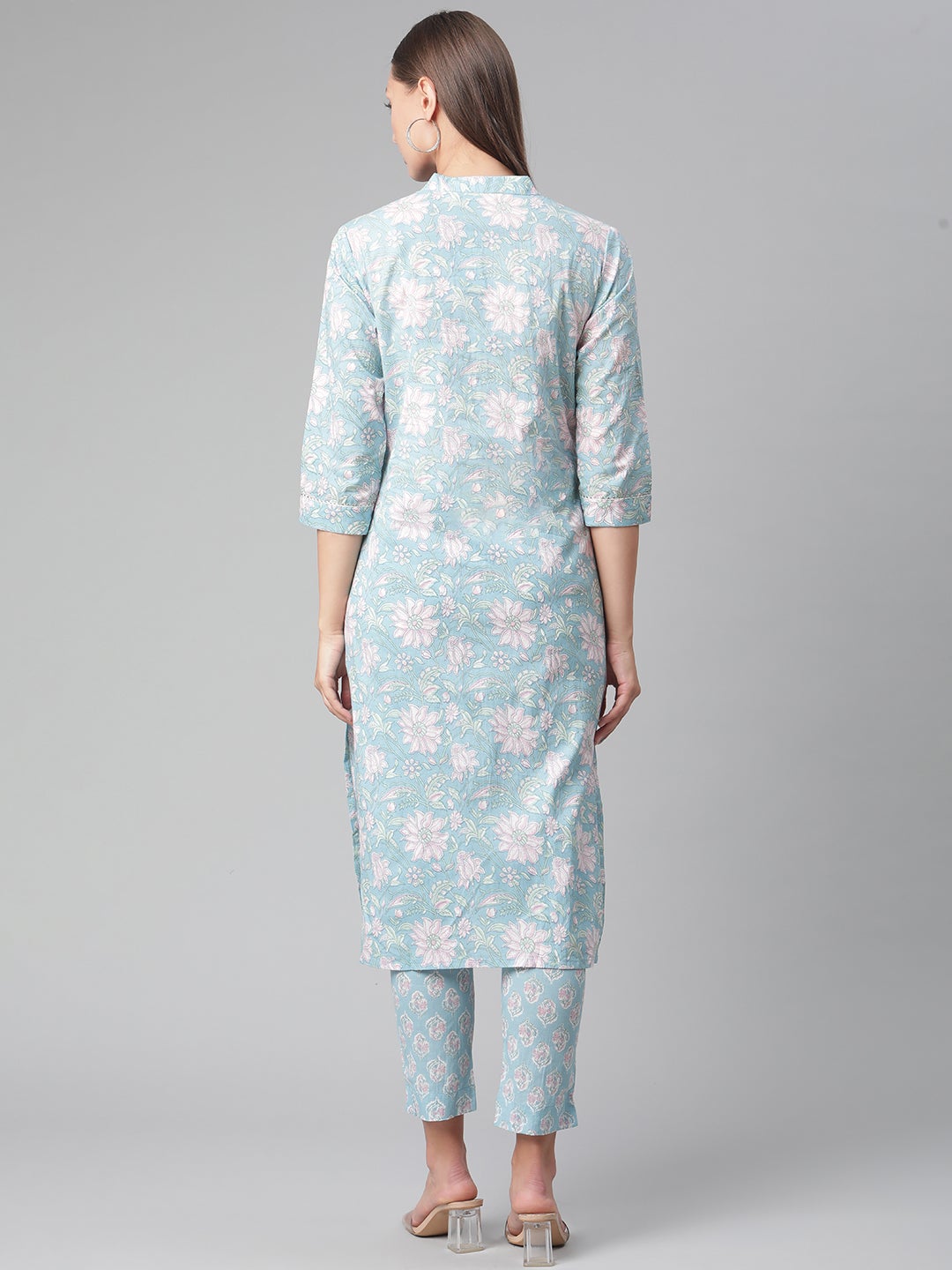 Women'S Sky Blue Cotton Kurta Pant Set | LASVINI - Redefining Indian Fashion with Elegance