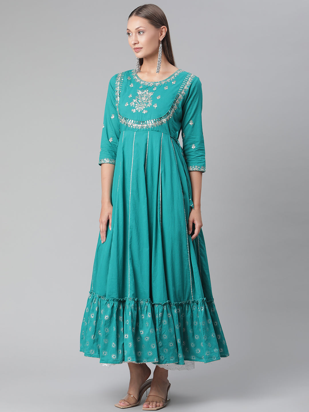Women'S Green Flared Kurta | LASVINI - Redefining Indian Fashion with Elegance