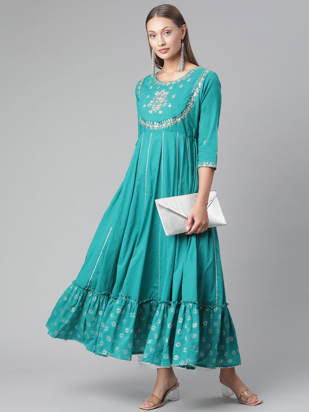 Women'S Green Flared Kurta | LASVINI - Redefining Indian Fashion with Elegance