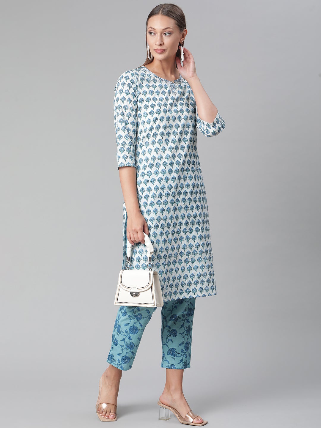 Women'S White Cotton Kurta Pant Set | LASVINI - Redefining Indian Fashion with Elegance
