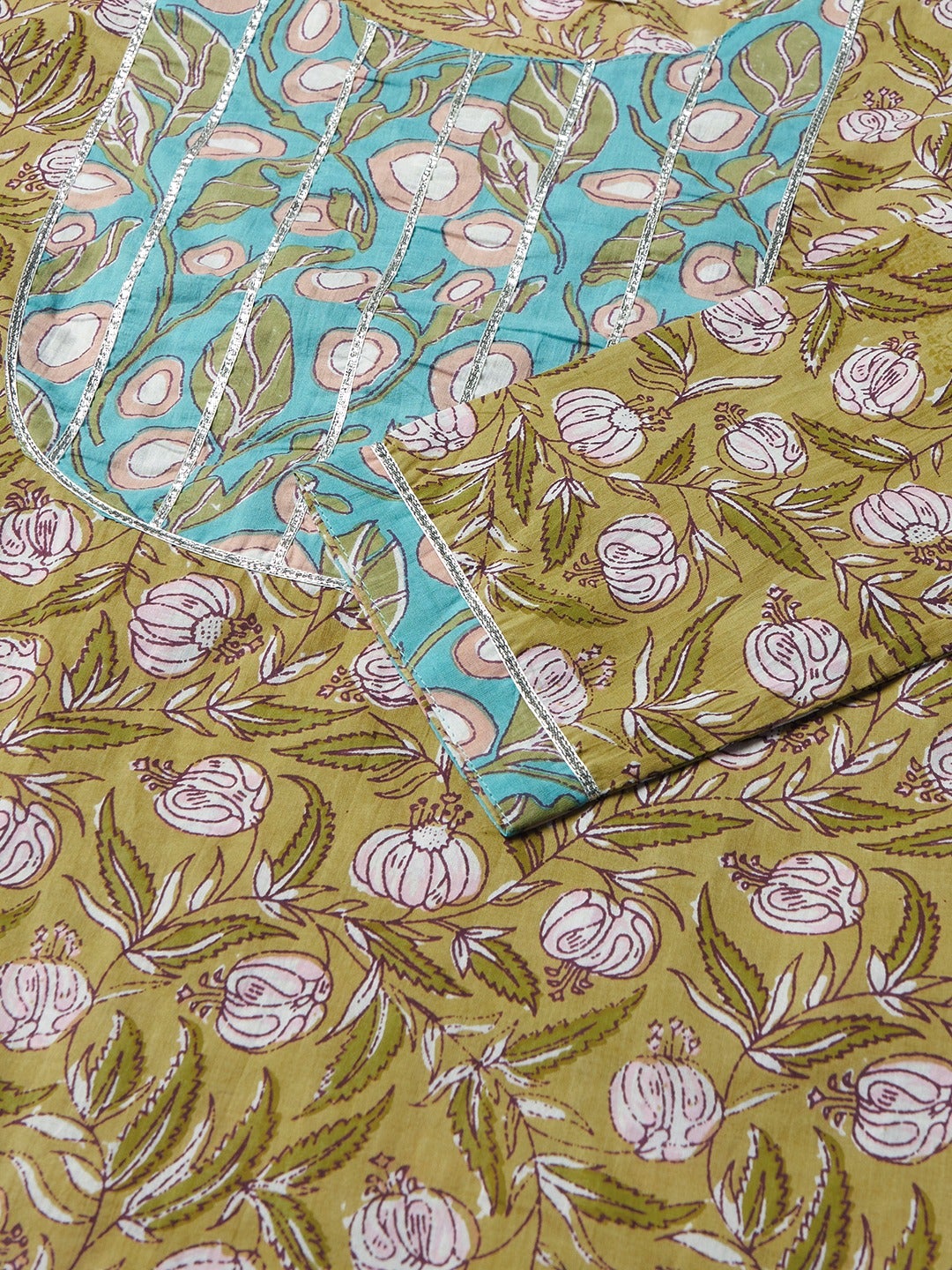 Women'S Pastel Green Floral Printed Cotton Kurta Pant Set | LASVINI - Redefining Indian Fashion with Elegance