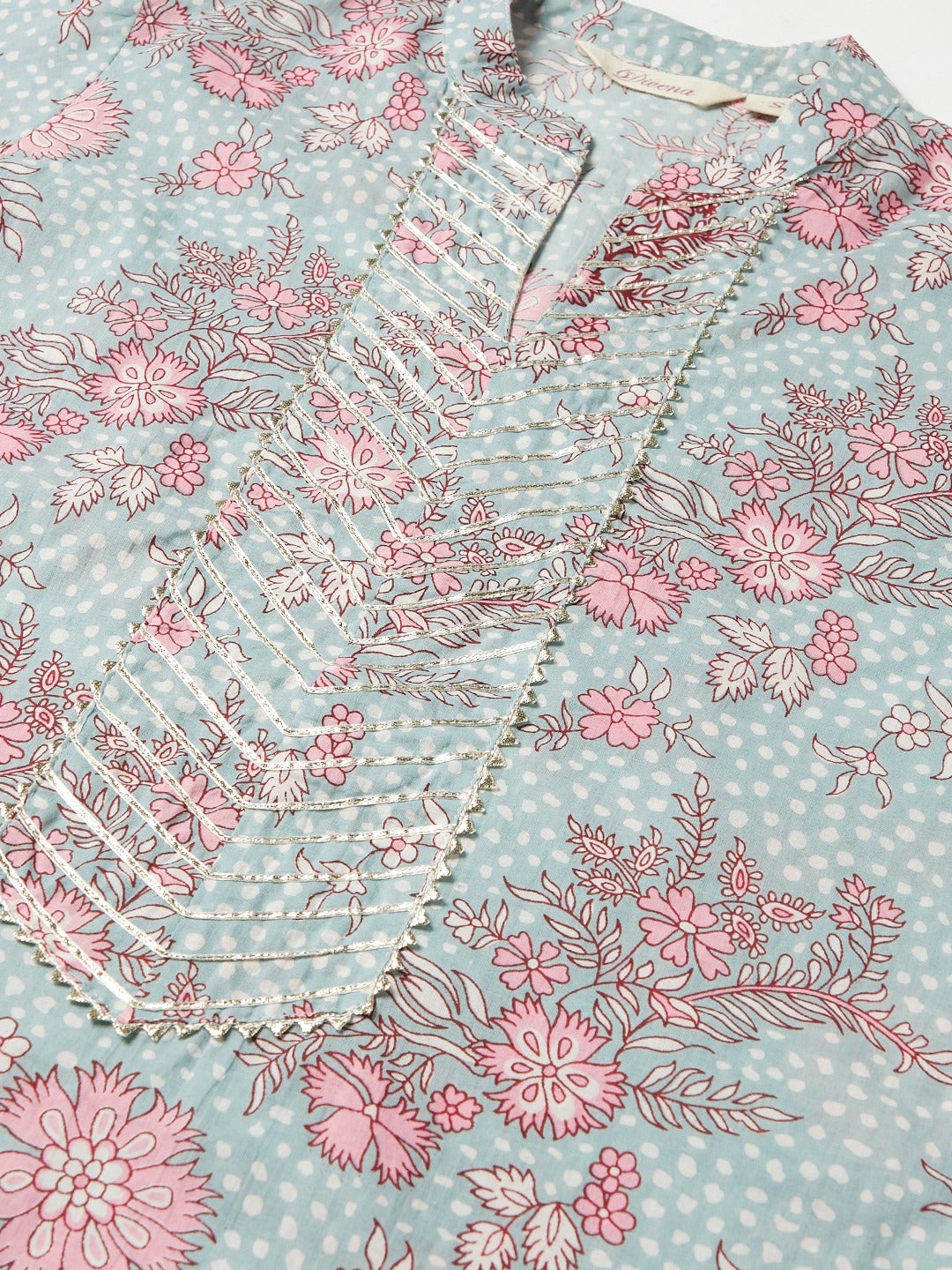 Women'S Grey Pastel Floral Printed Cotton Kurta Pant Set | LASVINI - Redefining Indian Fashion with Elegance