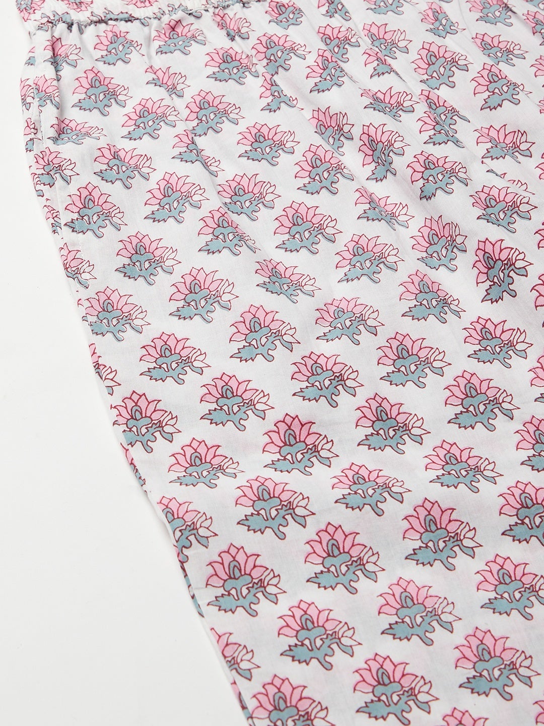 Women'S Grey Pastel Floral Printed Cotton Kurta Pant Set | LASVINI - Redefining Indian Fashion with Elegance