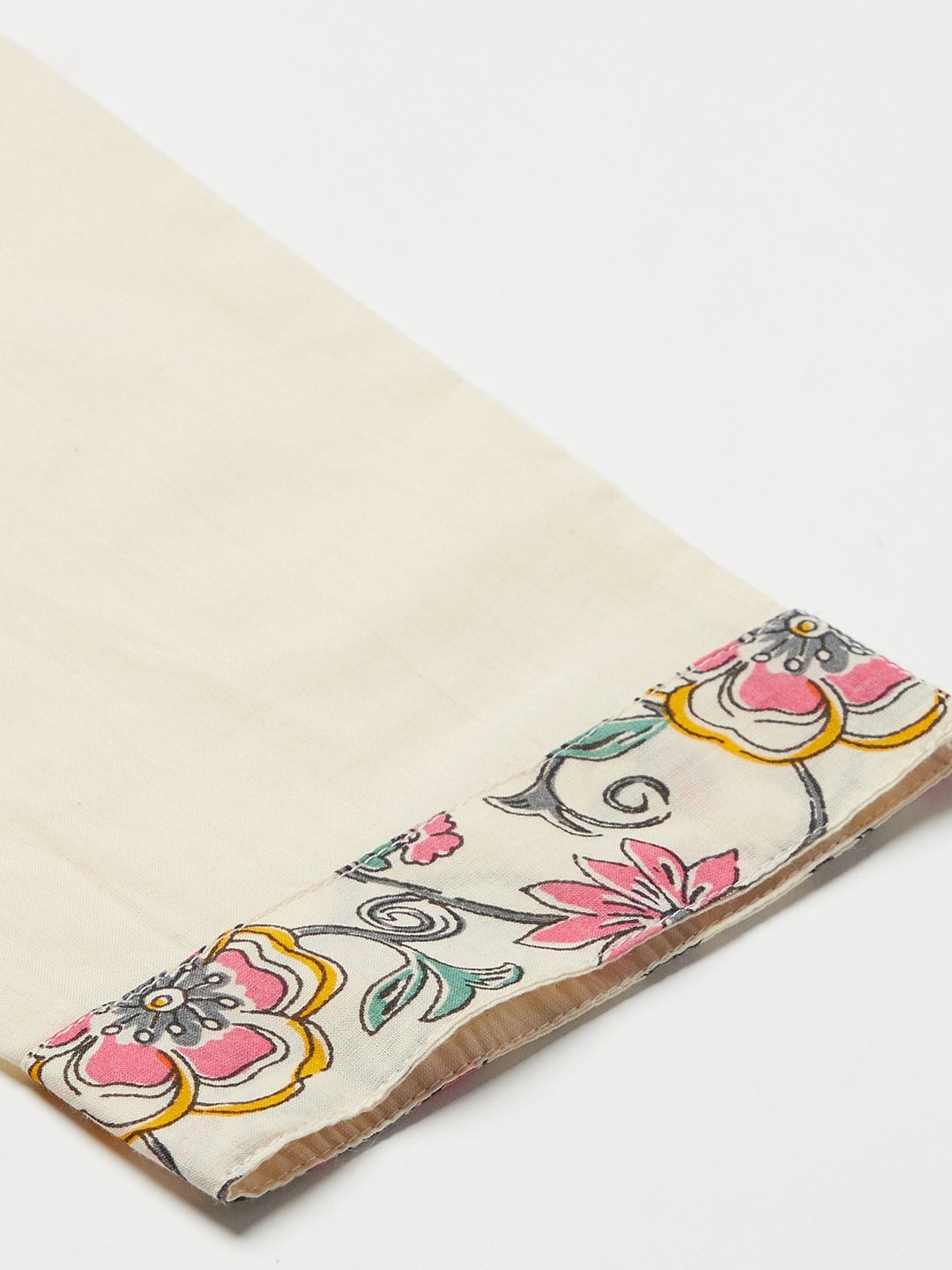 Women'S Cream Floral Printed Cotton Kurta Pant Set | LASVINI - Redefining Indian Fashion with Elegance