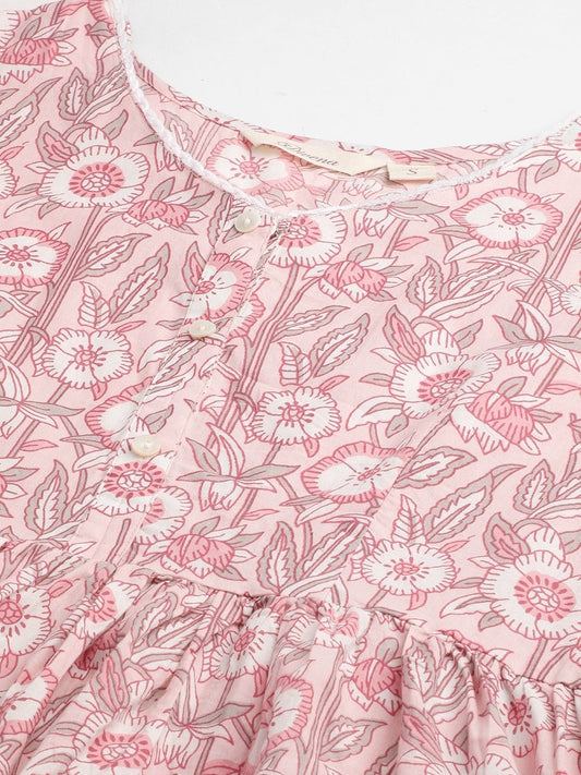 Women'S Baby Pink Cotton Peplum Top | LASVINI - Redefining Indian Fashion with Elegance