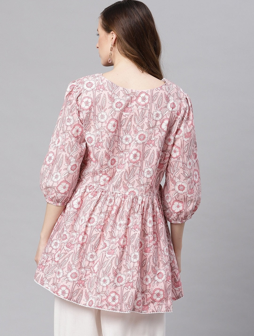 Women'S Baby Pink Cotton Peplum Top | LASVINI - Redefining Indian Fashion with Elegance