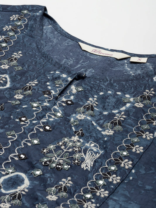 Women'S Blue Cotton Kurta Pant Set | LASVINI - Redefining Indian Fashion with Elegance