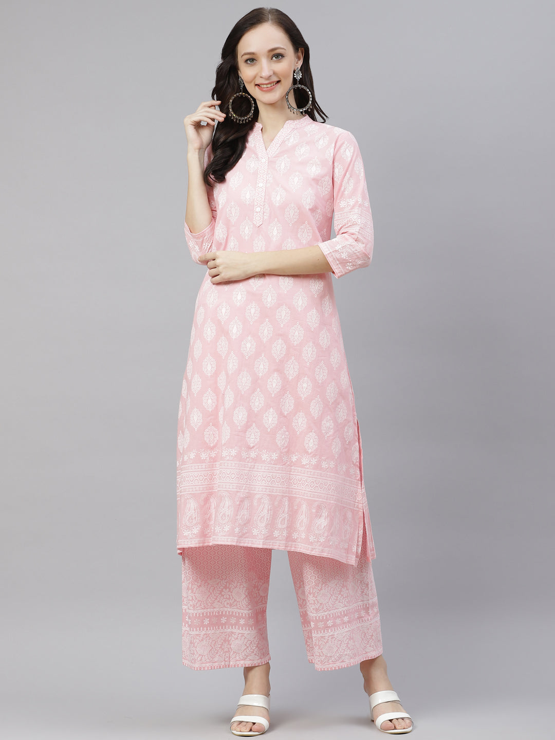 Women'S Baby Pink Cotton Kurta Palazzo Set | LASVINI - Redefining Indian Fashion with Elegance