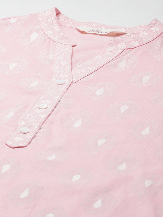 Women'S Baby Pink Cotton Kurta Palazzo Set | LASVINI - Redefining Indian Fashion with Elegance