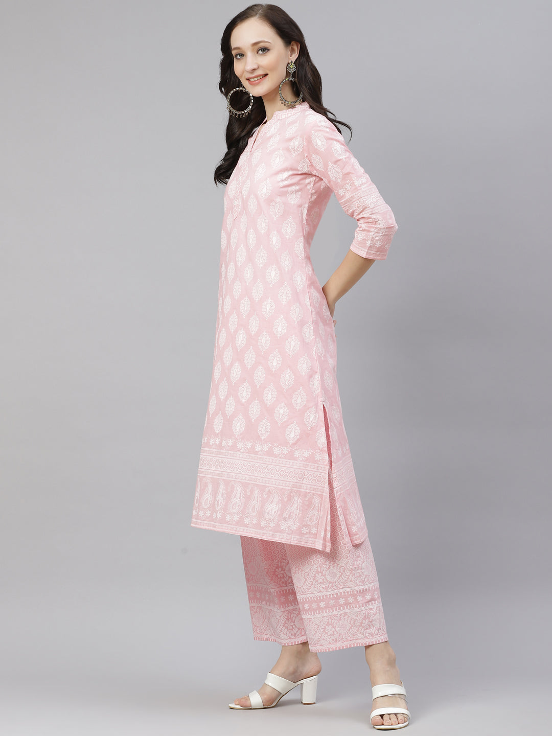 Women'S Baby Pink Cotton Kurta Palazzo Set | LASVINI - Redefining Indian Fashion with Elegance