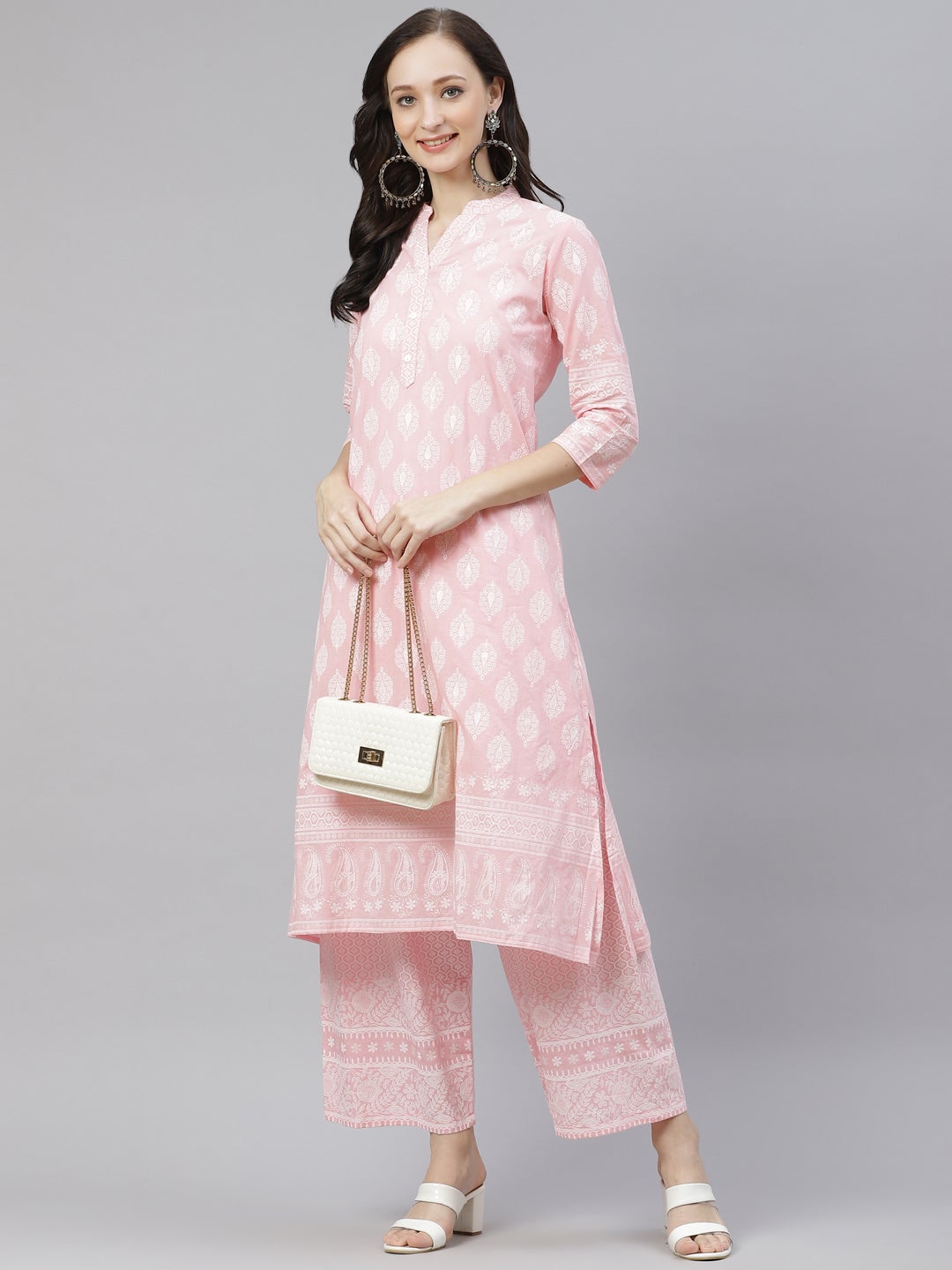 Women'S Baby Pink Cotton Kurta Palazzo Set | LASVINI - Redefining Indian Fashion with Elegance