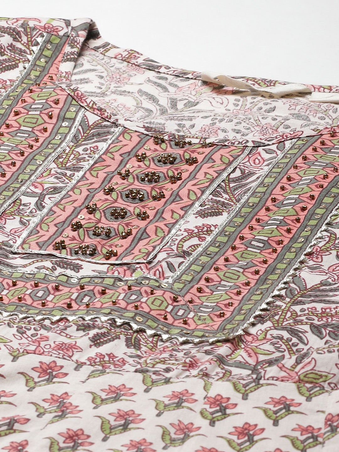 Women'S Off White Floral Anarkali Kurta Pant Set With Dupatta | LASVINI - Redefining Indian Fashion with Elegance