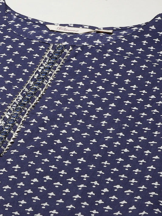 Women'S Indigo Cotton Straight Kurti | LASVINI - Redefining Indian Fashion with Elegance