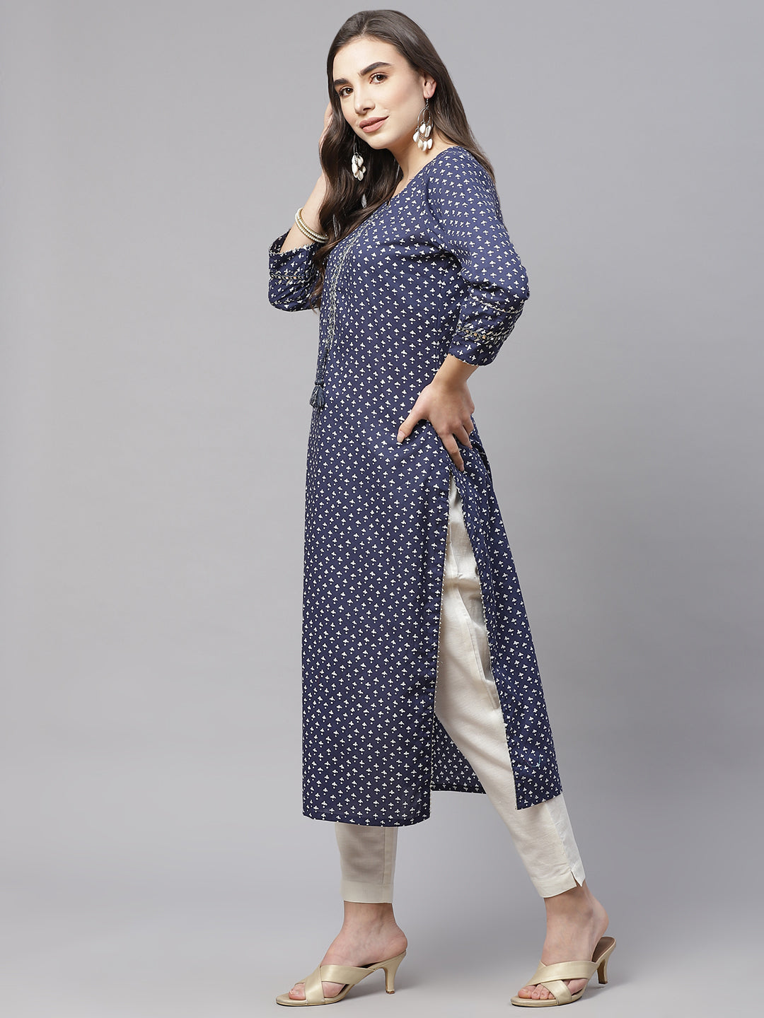 Women'S Indigo Cotton Straight Kurti | LASVINI - Redefining Indian Fashion with Elegance
