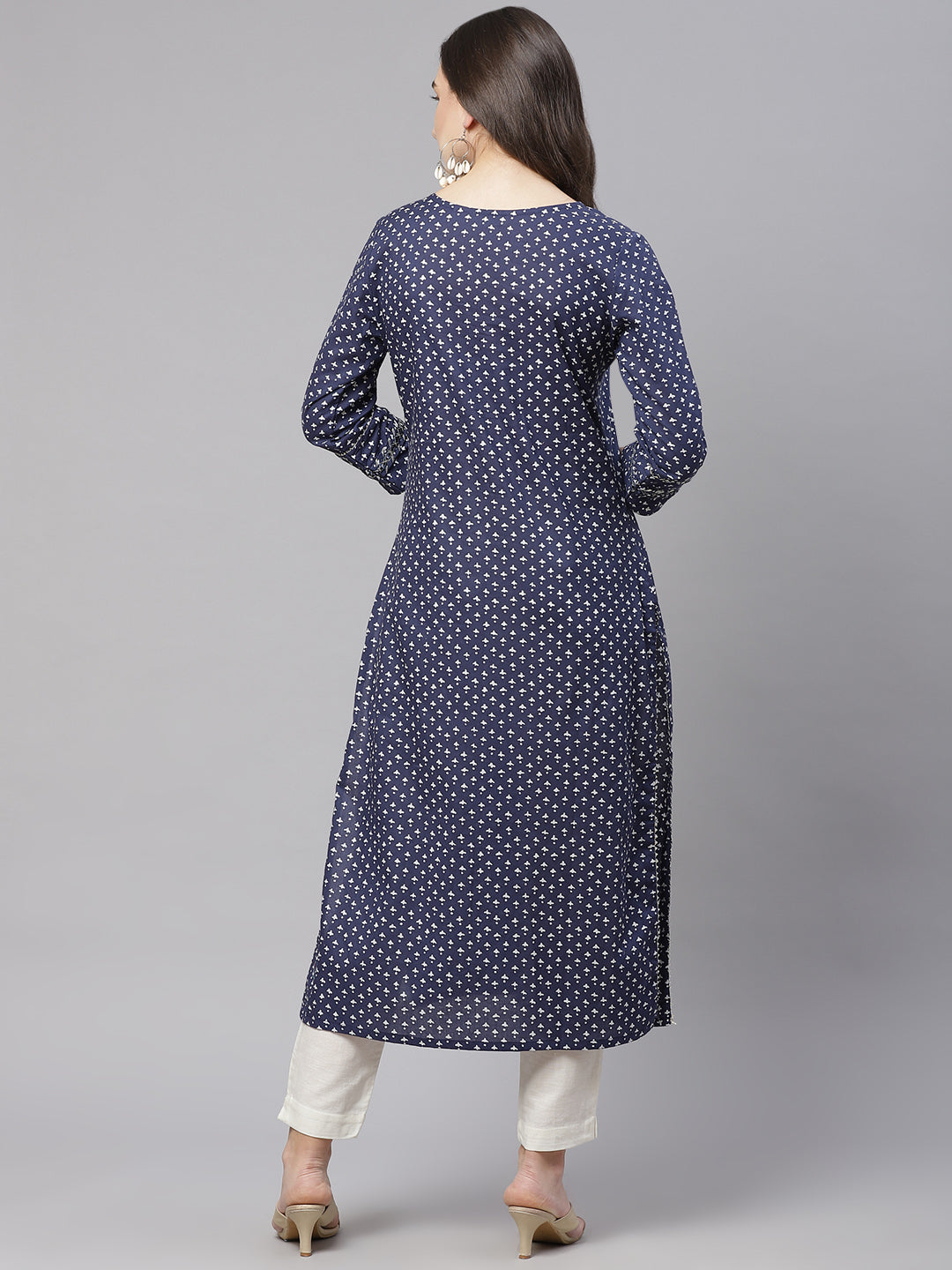 Women'S Indigo Cotton Straight Kurti | LASVINI - Redefining Indian Fashion with Elegance