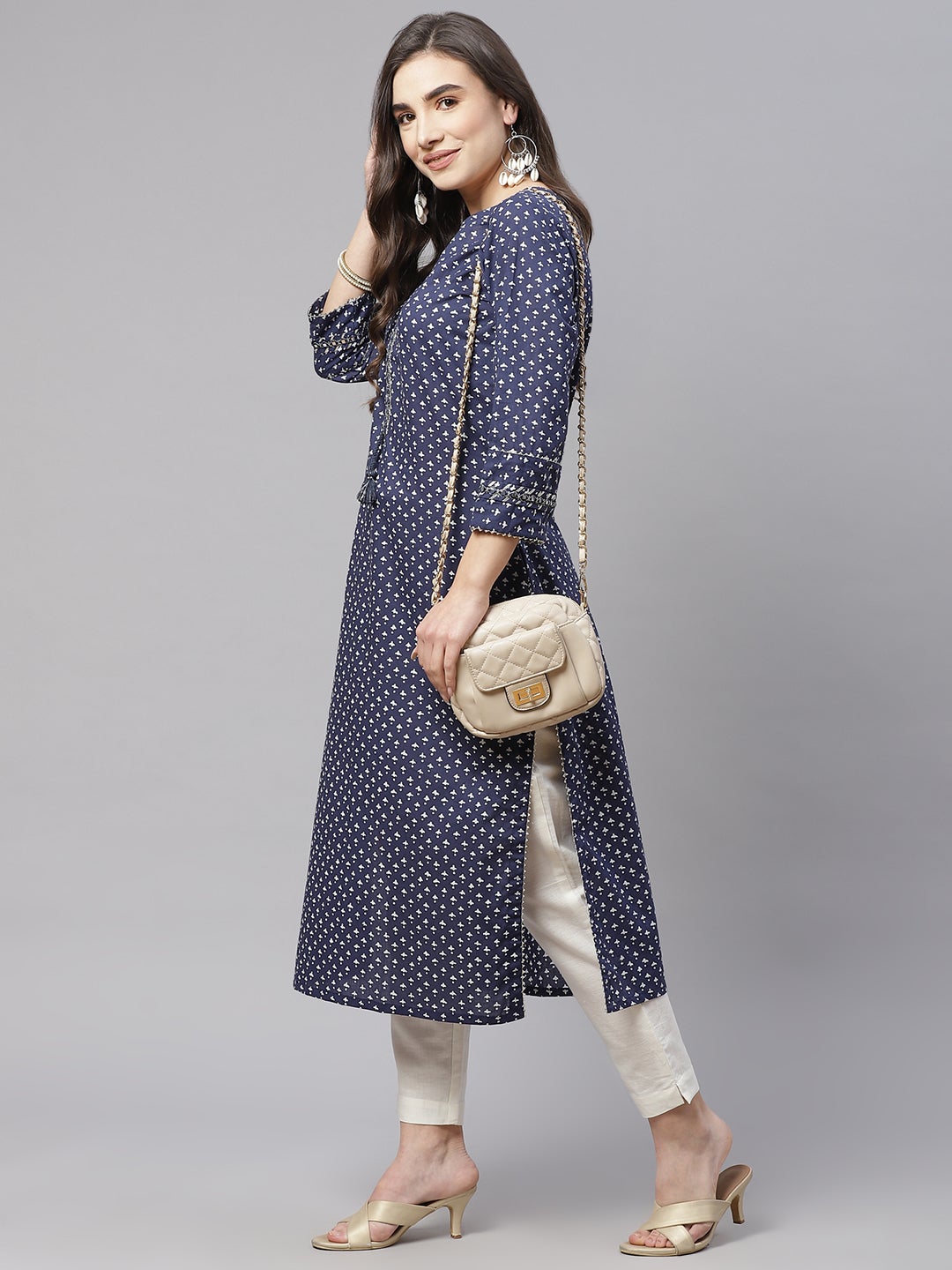 Women'S Indigo Cotton Straight Kurti | LASVINI - Redefining Indian Fashion with Elegance