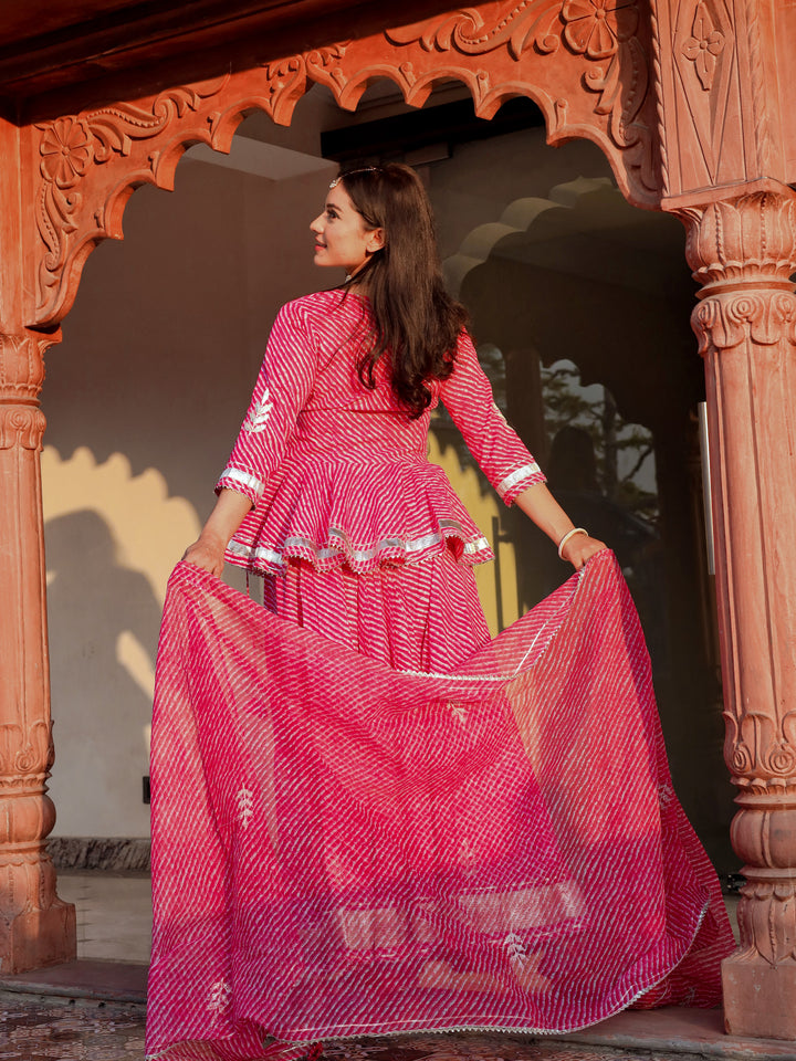 Women'S Pink Lehriya Lehenga Dupatta Set | LASVINI - Redefining Indian Fashion with Elegance