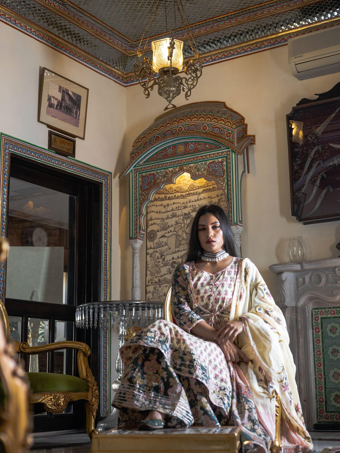 Cream Floral Printed Kurta Sharara With Dupatta Set | LASVINI - Redefining Indian Fashion with Elegance
