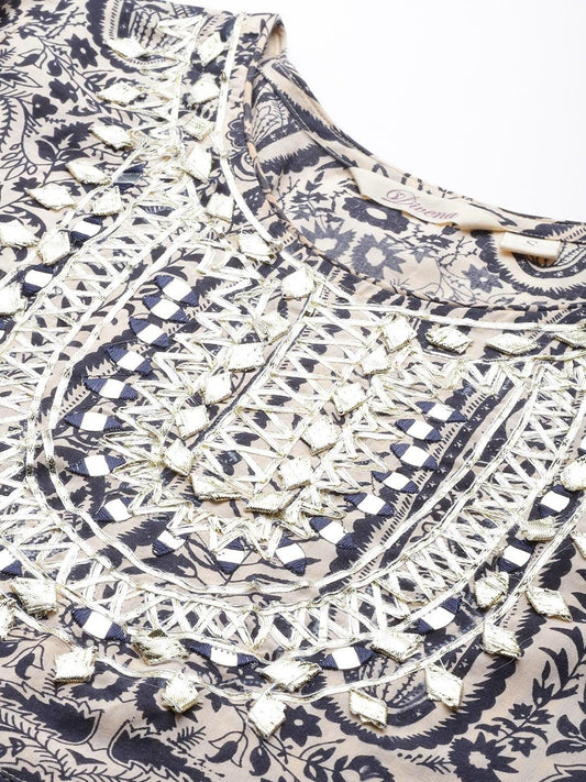 Beige Cotton Straight Kurta Pant Set With Dupatta | LASVINI - Redefining Indian Fashion with Elegance