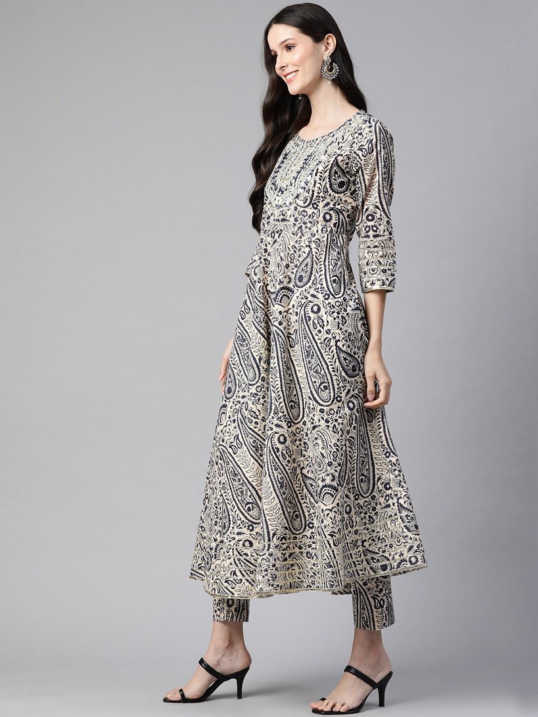 Beige Cotton Straight Kurta Pant Set With Dupatta | LASVINI - Redefining Indian Fashion with Elegance